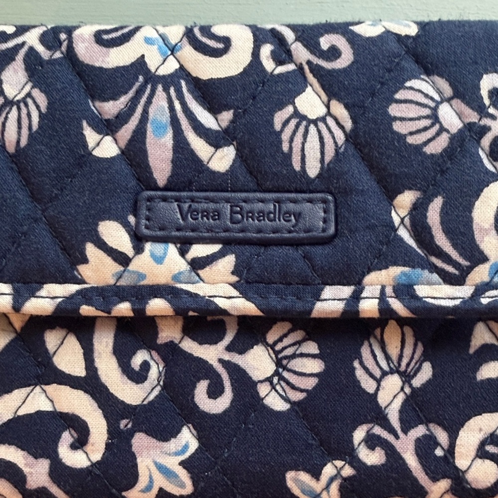 Vera Bradley Navy and white, lavender pattern. Quilted Wallet - Picture 2 of 8